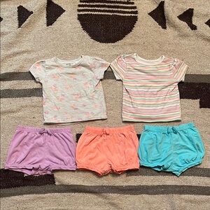 Colorful Mix n Match Toddler Girl T-Shirt and Shorts Set 18M
